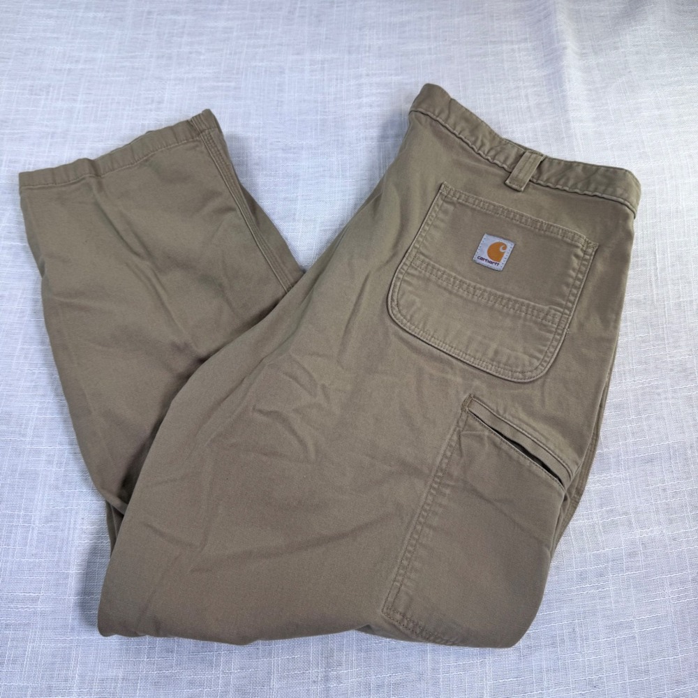 Carhartt 42x30 Relaxed Fit Rugged Flex Canvas Work Pants Khaki Utility Carpenter